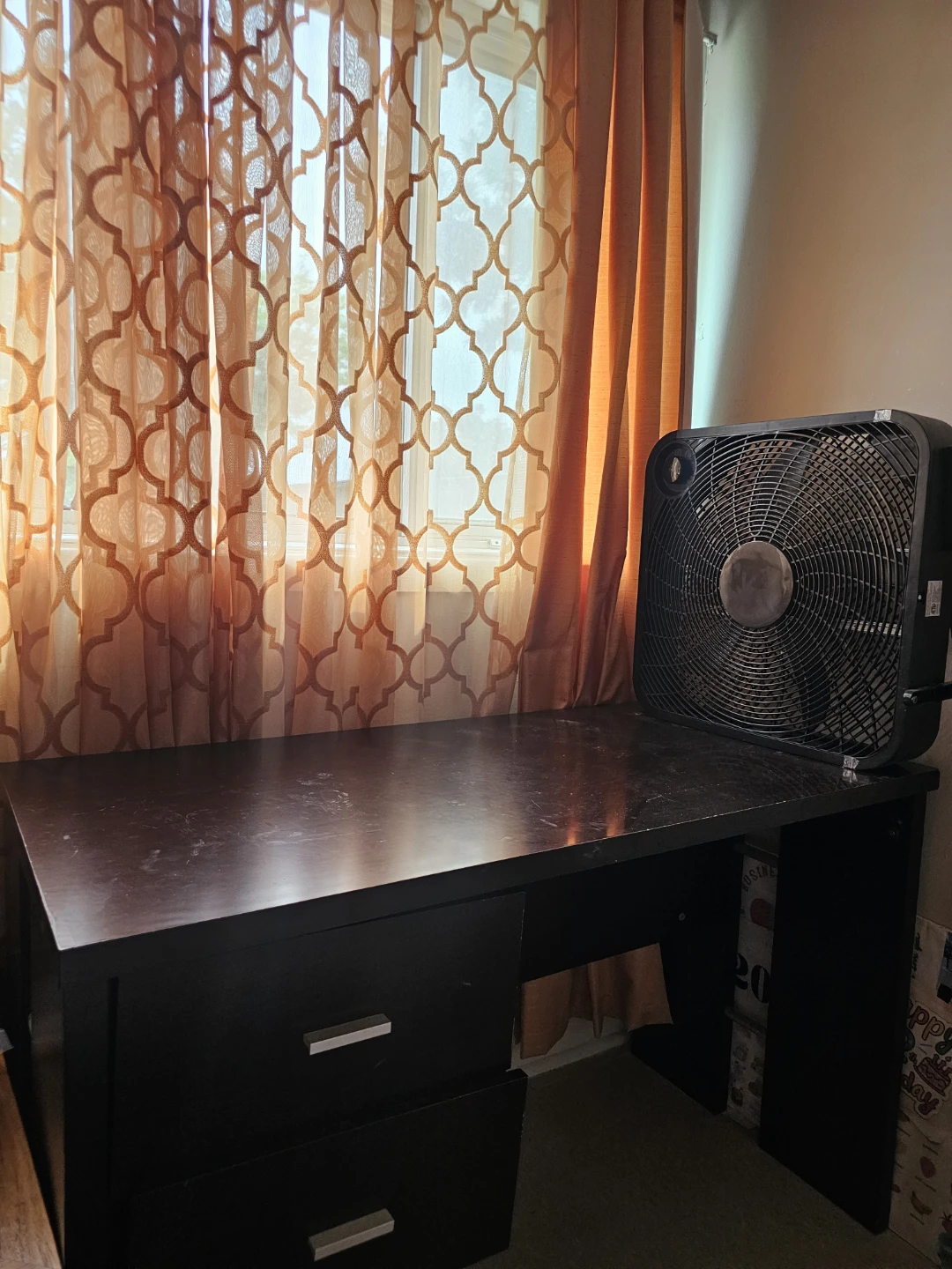 Dark Brown Desk with Drawers