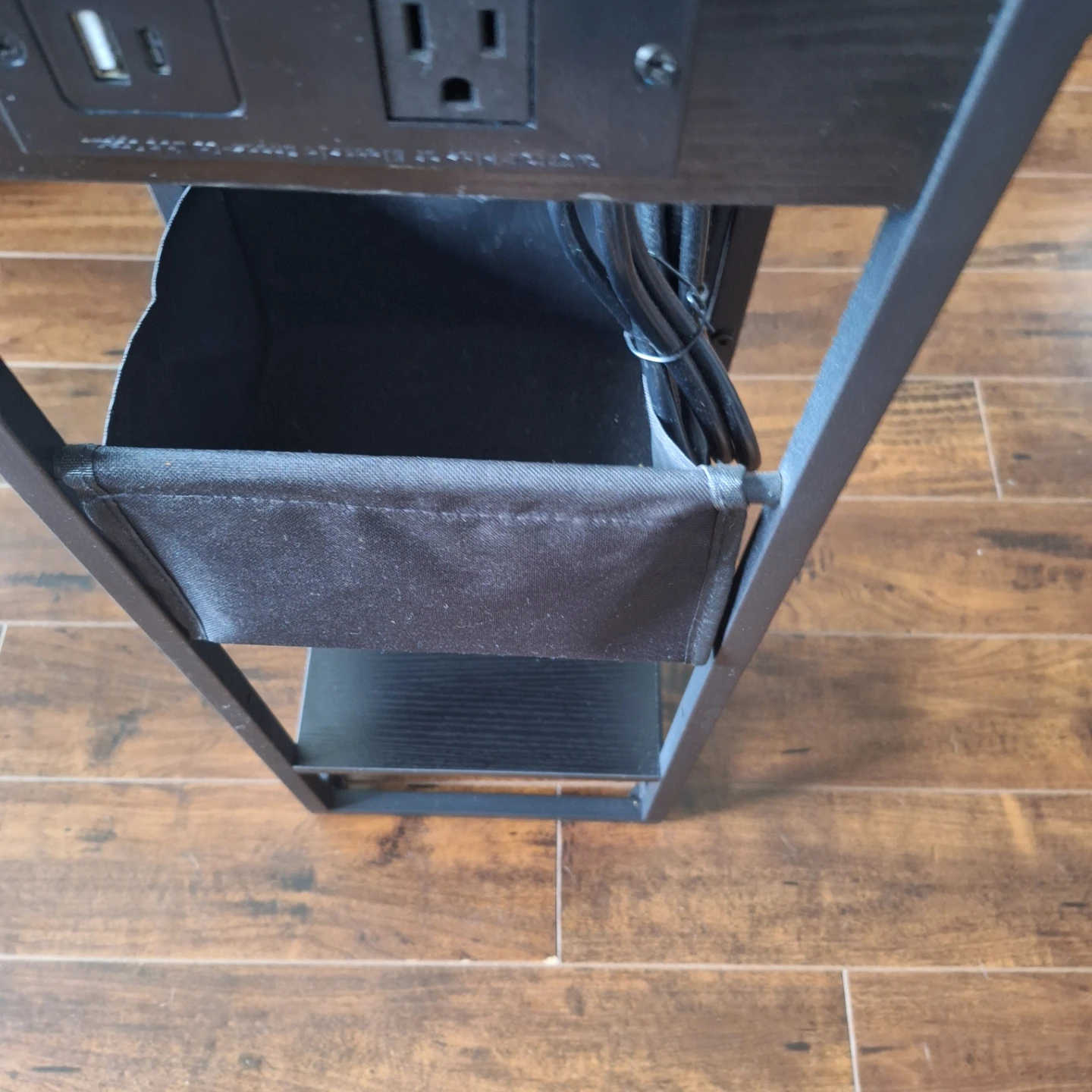 Black Side Table with USB Ports and Outlet - photo 4