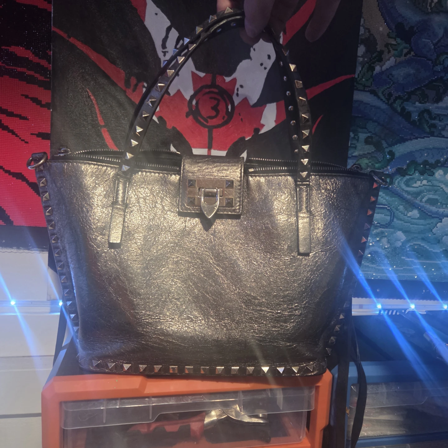 Valentino Garavani Gold Studded Tote Bag - photo 4