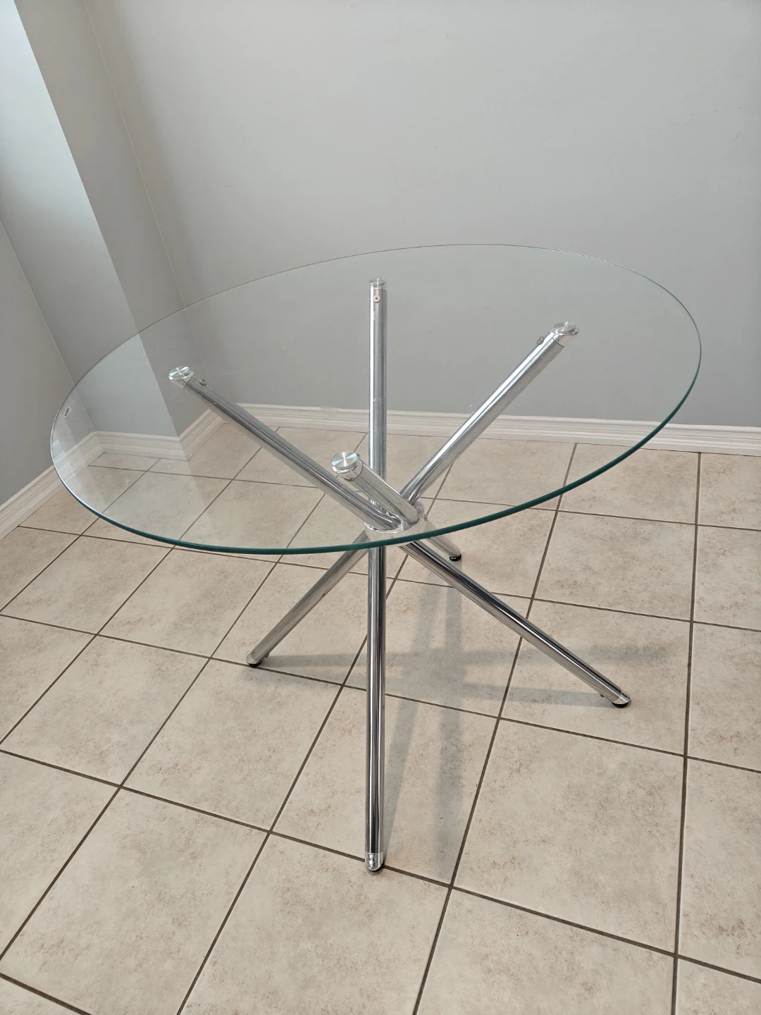 Glass Top Dining Table with Chrome Base - photo 2