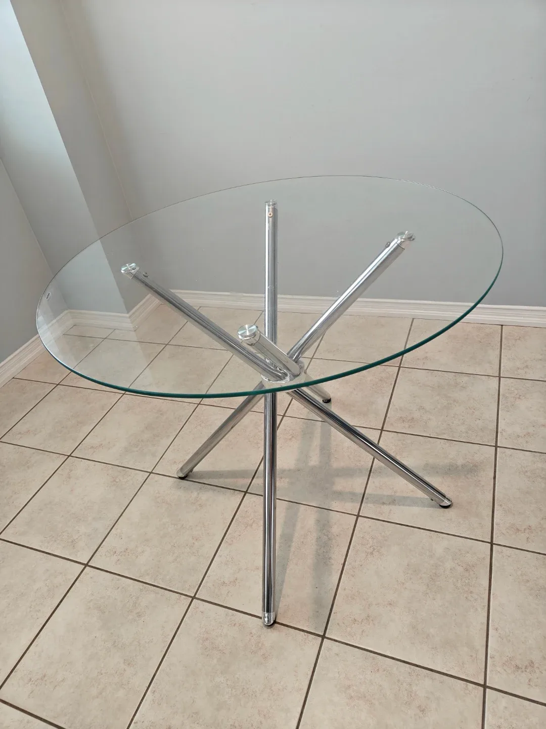 Glass Top Dining Table with Chrome Base - photo 2