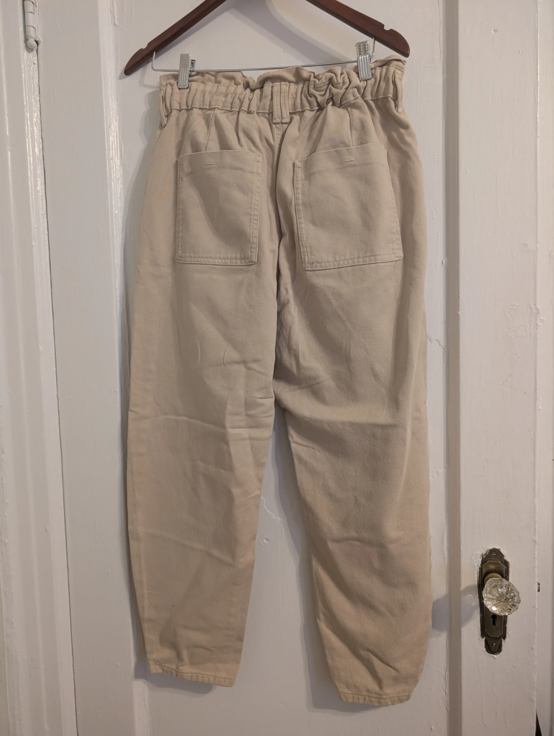 Zara High Rise Paperbag Relaxed Waist Jogger Khaki 8/M - photo 3