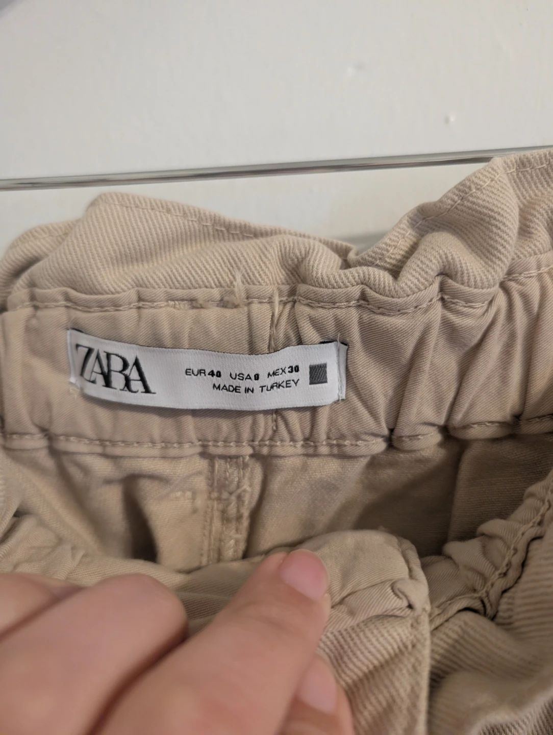 Zara High Rise Paperbag Relaxed Waist Jogger Khaki 8/M - photo 5