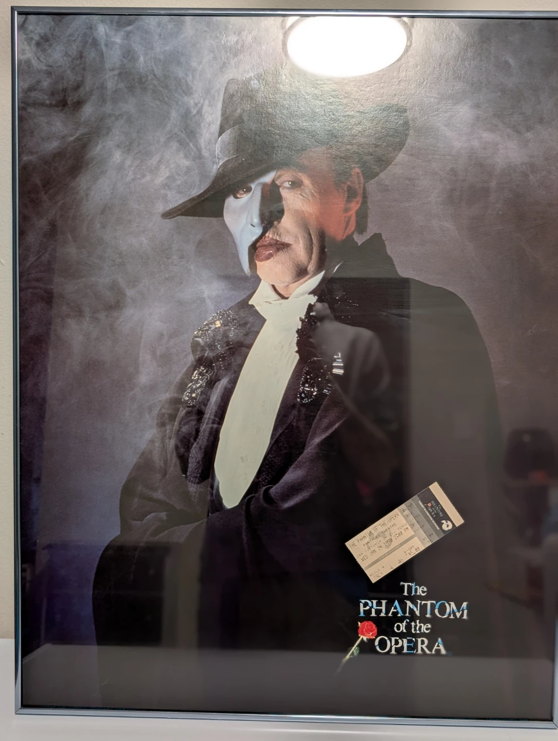 The Phantom of the Opera Framed Poster with movie ticket