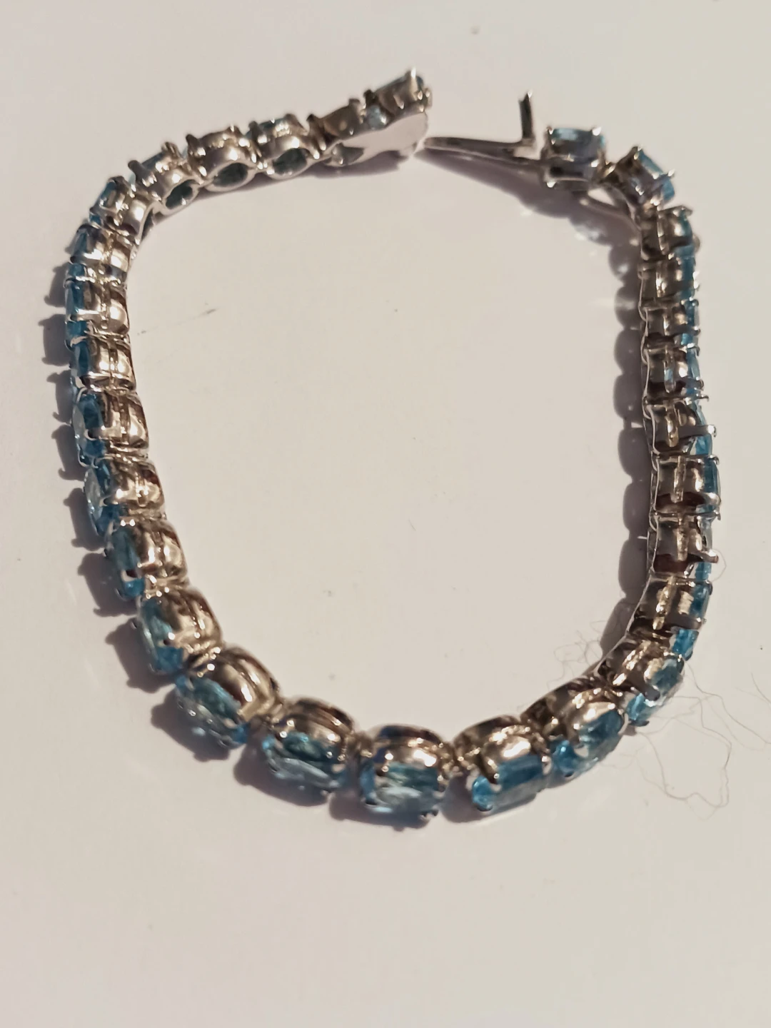 Sterling Silver Blue Gemstone Tennis Bracelet - photo 2