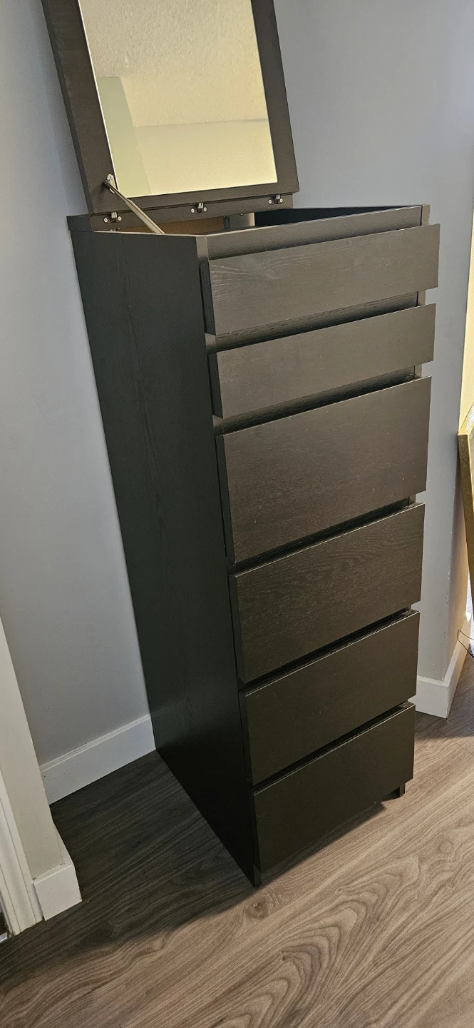 Black tall dresser with mirror - photo 3