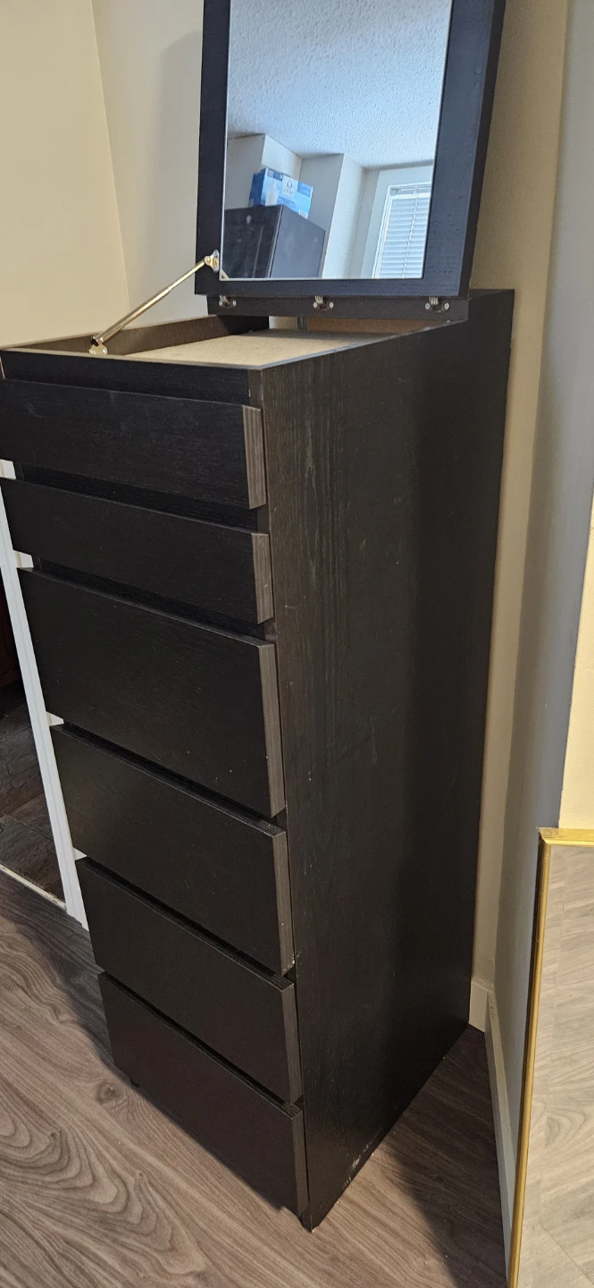 Black tall dresser with mirror - photo 4