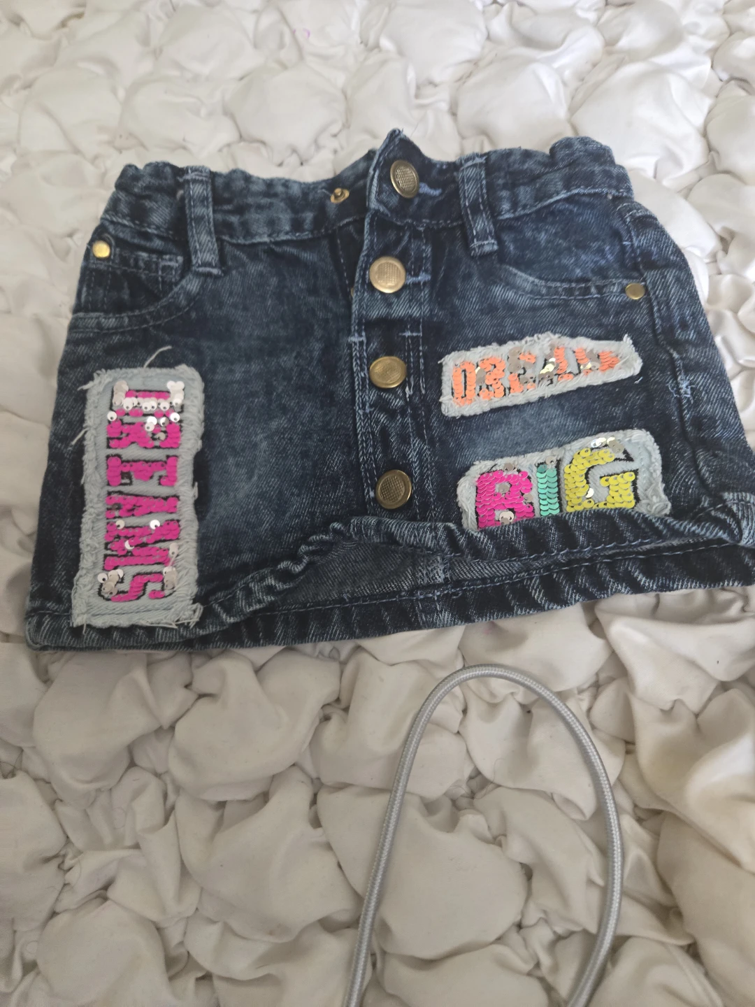 Girls Denim Skirt with Sequins