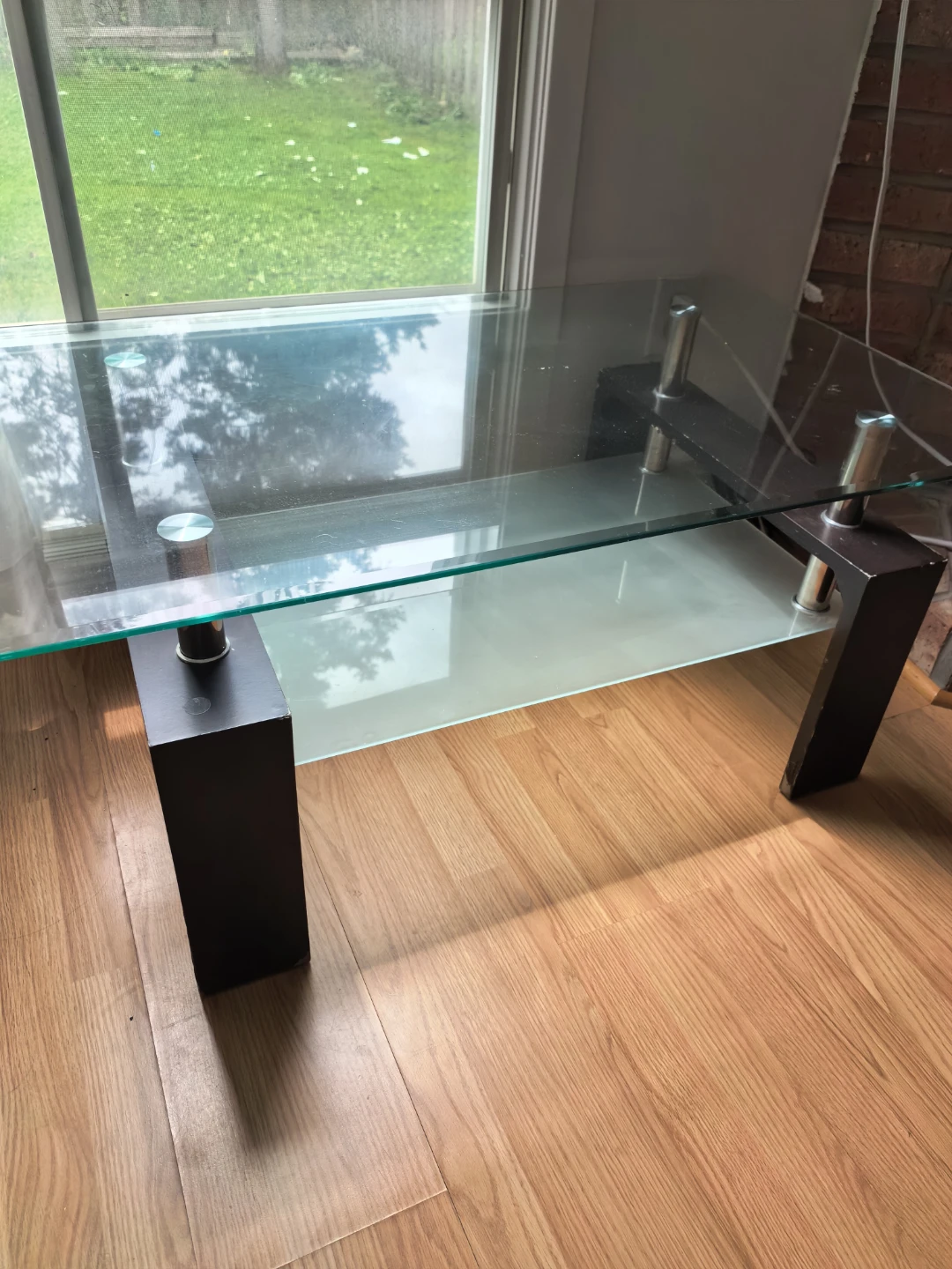 Glass Coffee Table with Frosted Shelf