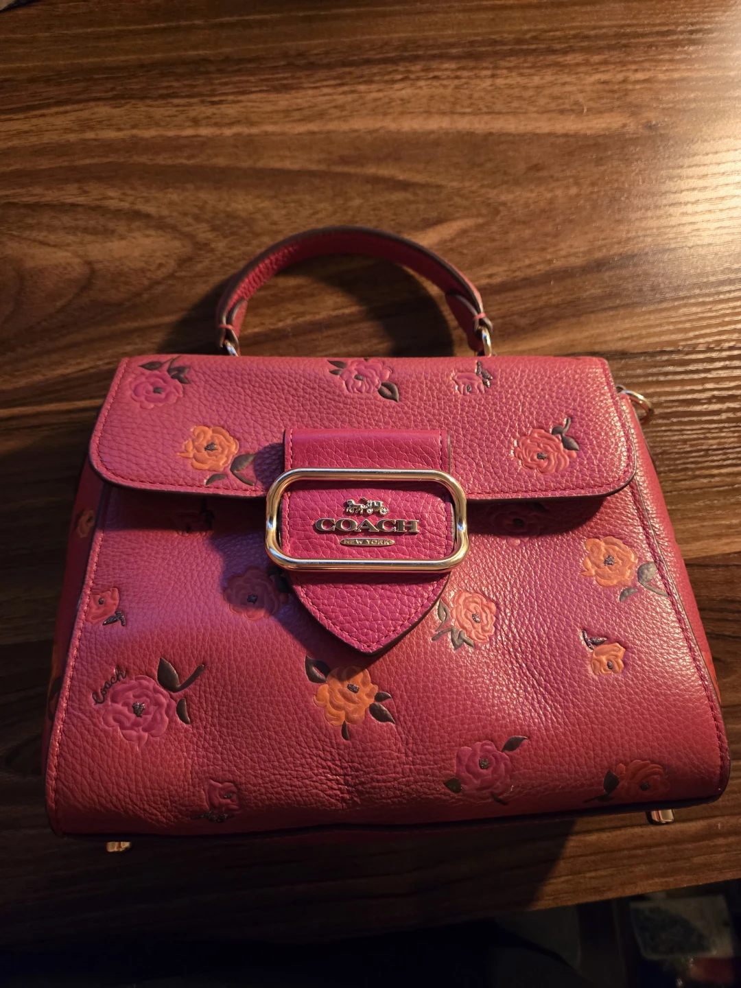 Coach Pink Floral Leather Crossbody Bag - photo 2