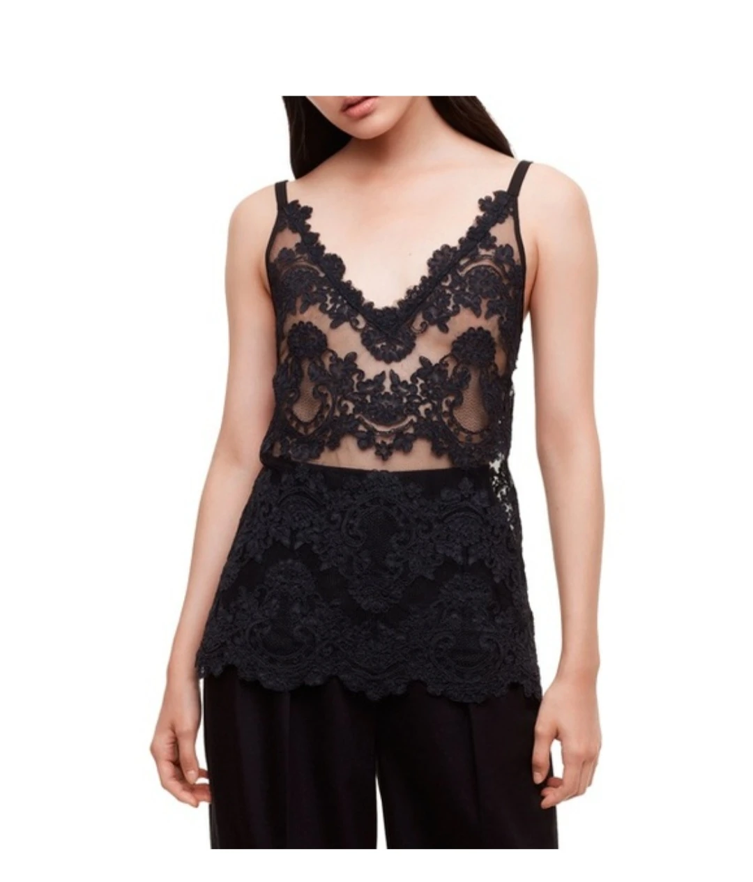 Aritzia Babaton Black Lace Camisole Top