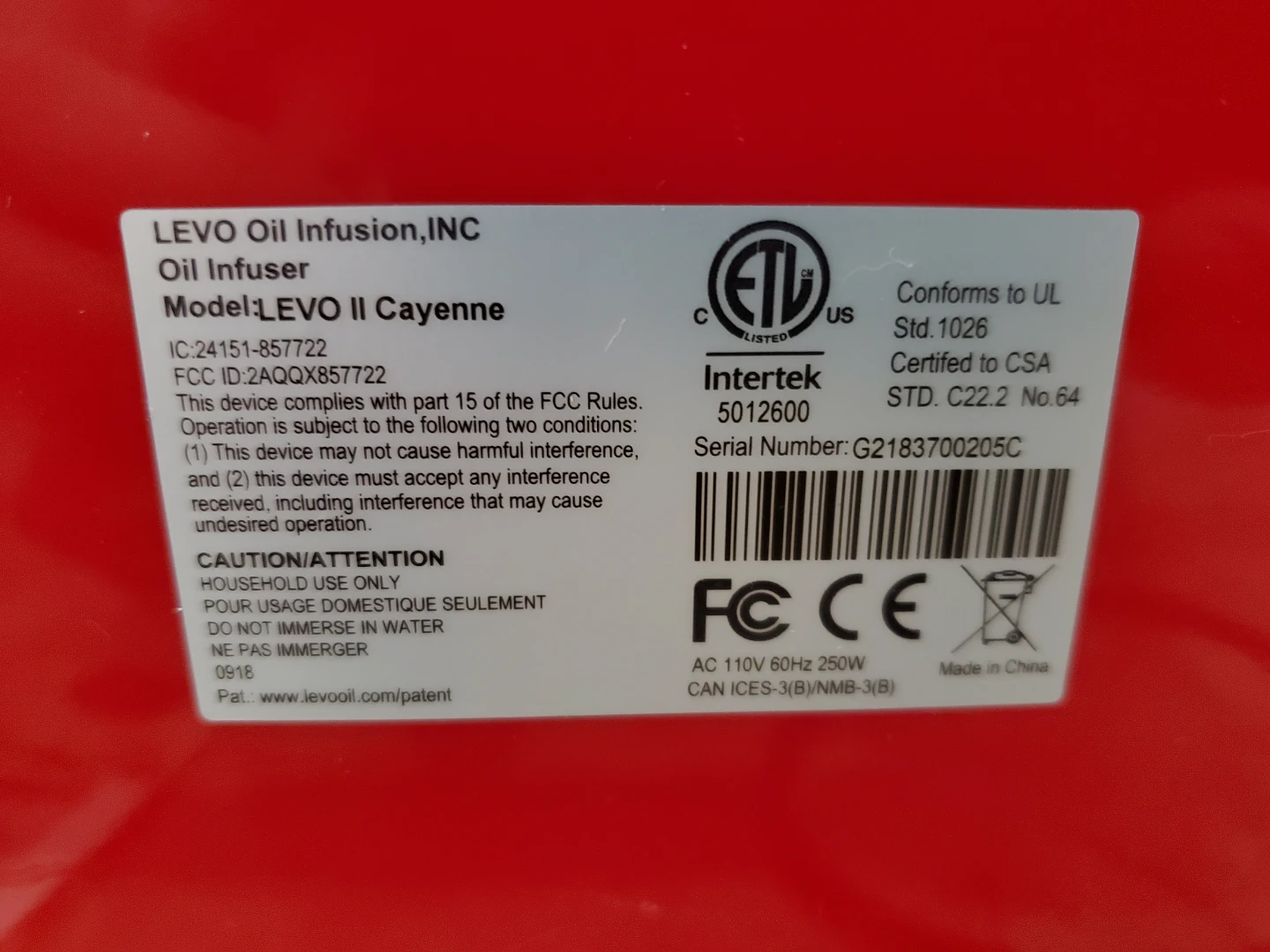 LEVO II Cayenne Red Herb & Oil Infuser - photo 5