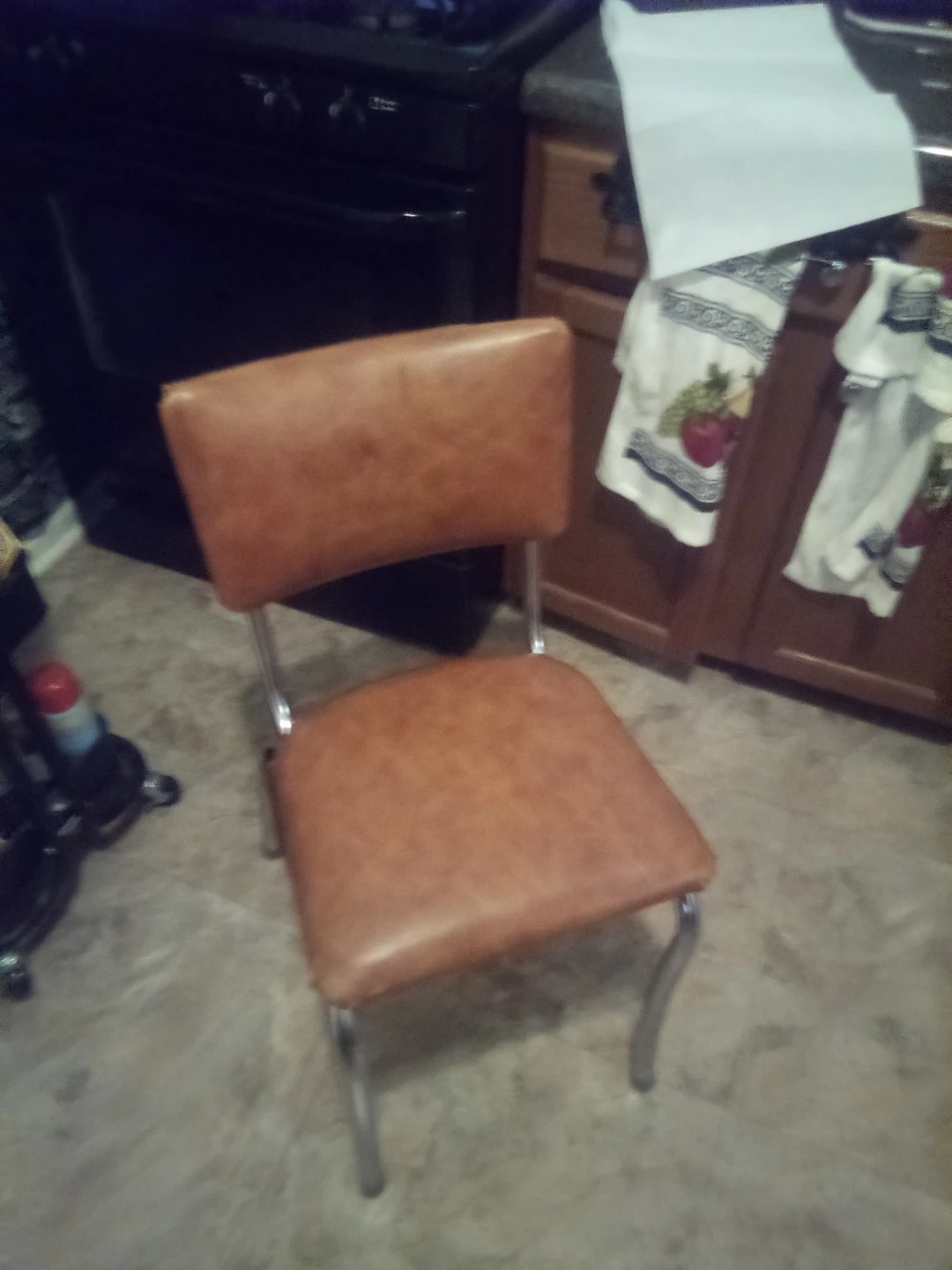 Brown Faux Leather Dining Chair with Chrome Legs - photo 2