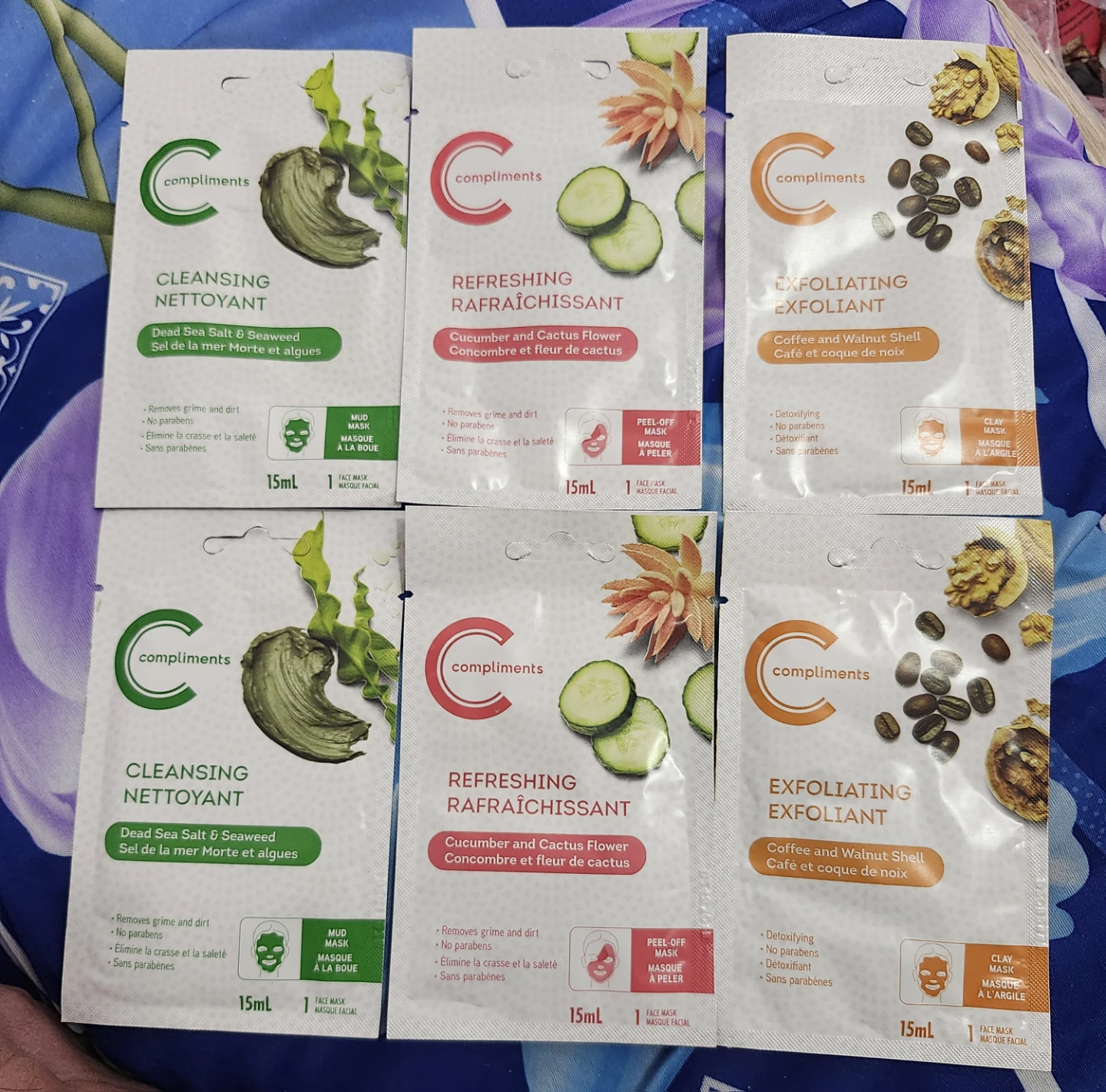 Compliments Face Masks (3 Types) 6 masks