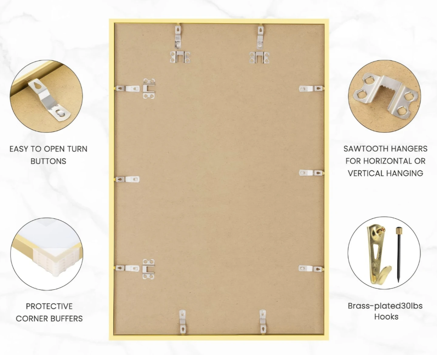 Gold Metal Picture Frame with Mat 16"×24" - photo 2