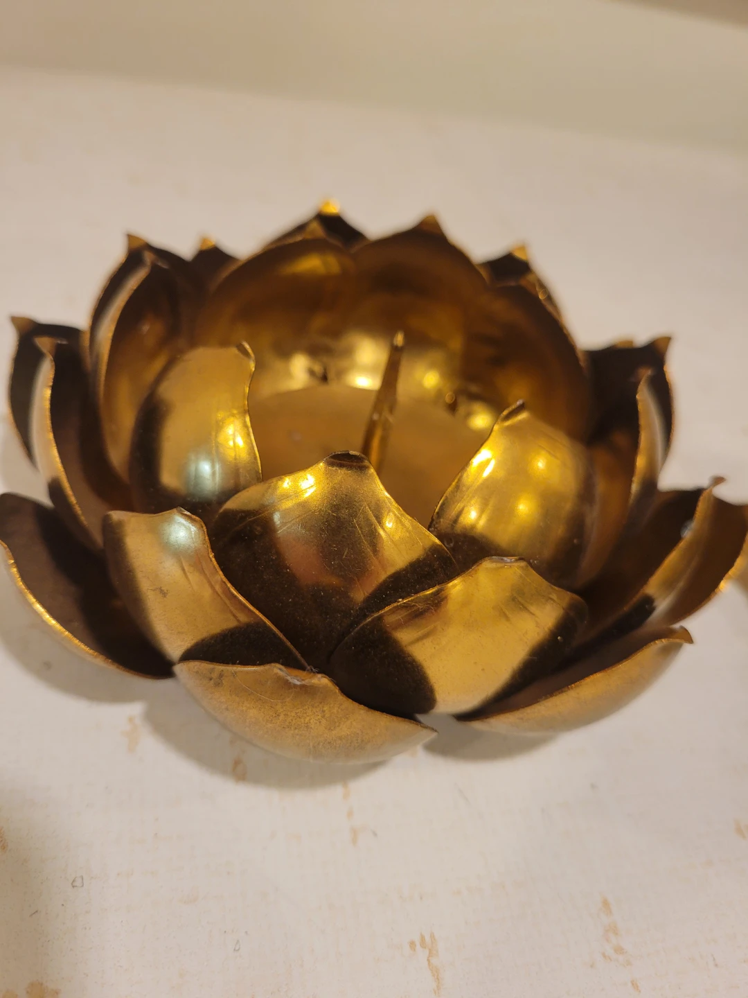 Mid Century Feldman Brass Lotus Flower Candle Holders - photo 3