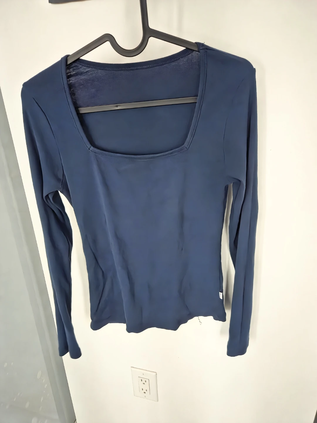 Navy Square Neck Top