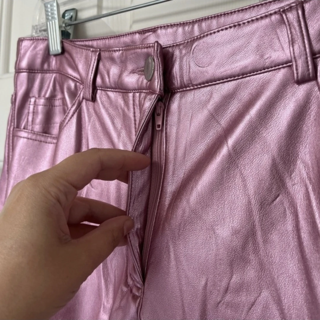 Rachel Zoe Pink Metallic Vegan Leather Pants ⚽️ - photo 3