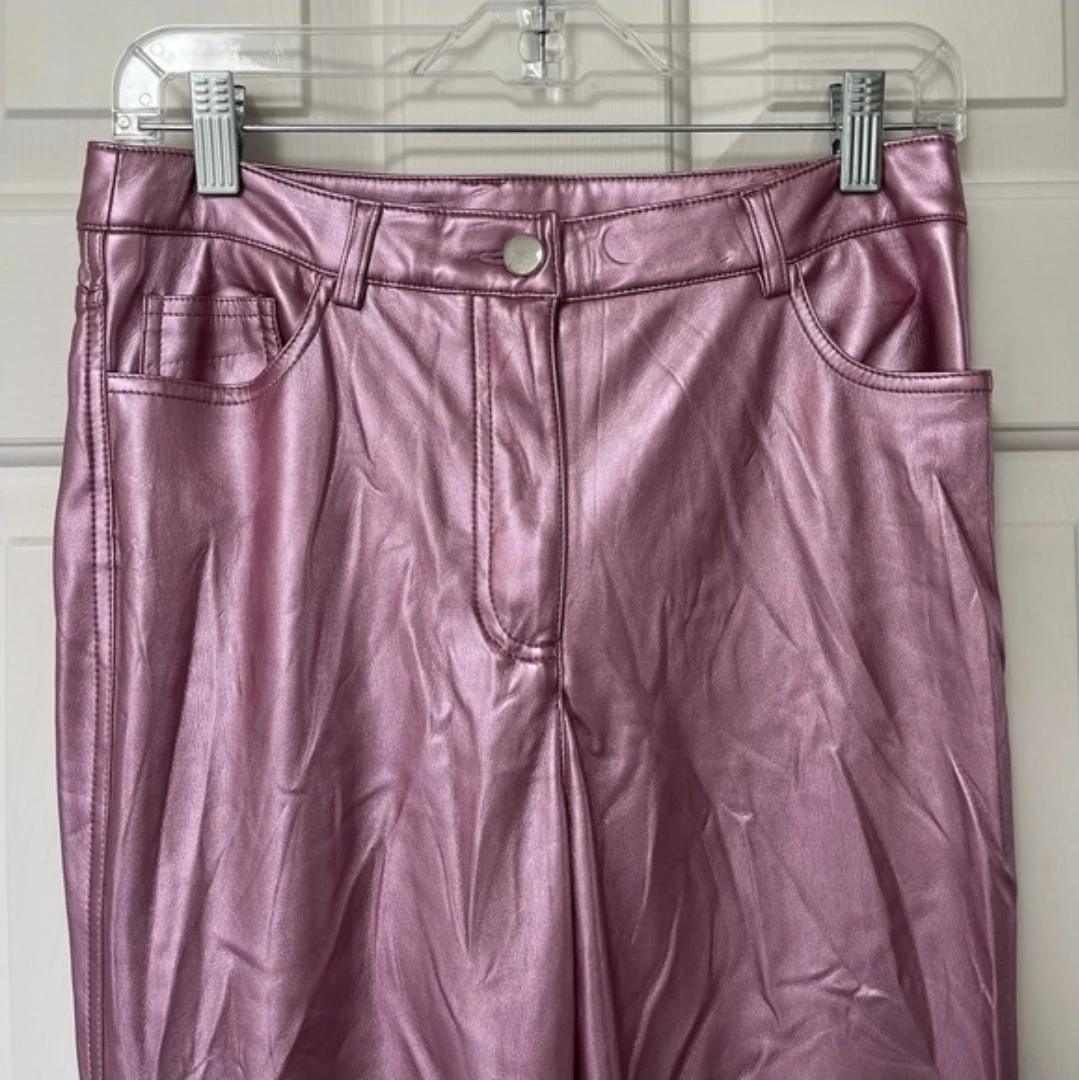 Rachel Zoe Pink Metallic Vegan Leather Pants ⚽️ - photo 5
