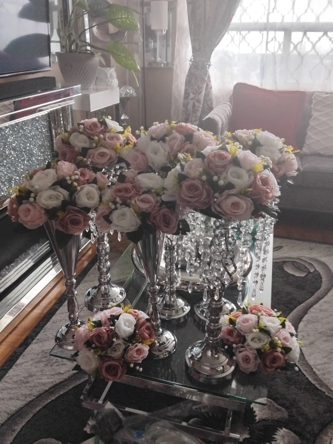 Set of 5 Artificial Flower Arrangements with Vases - photo 2