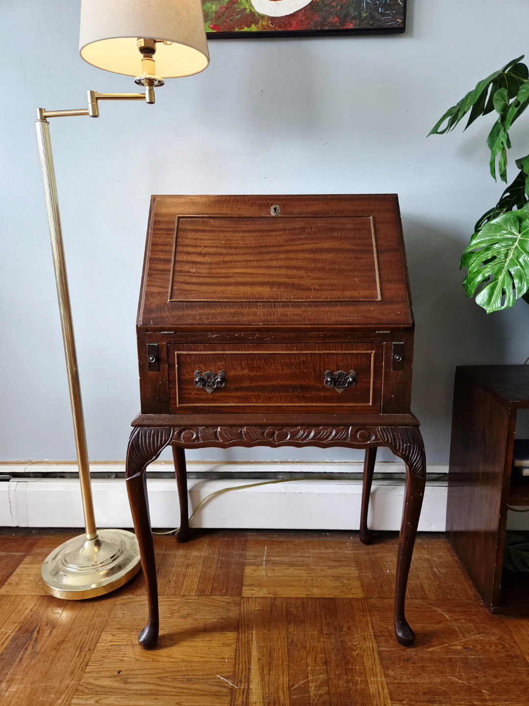 Antique Solid Mahogany Compact Size Drop-Down Secretary Desk - photo 5