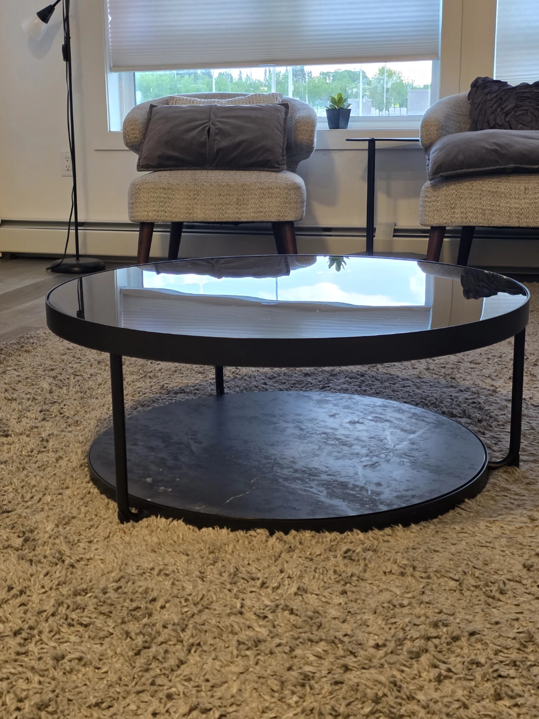 FRÖTORP Coffee table, anthracite marble effect/black glass - photo 3