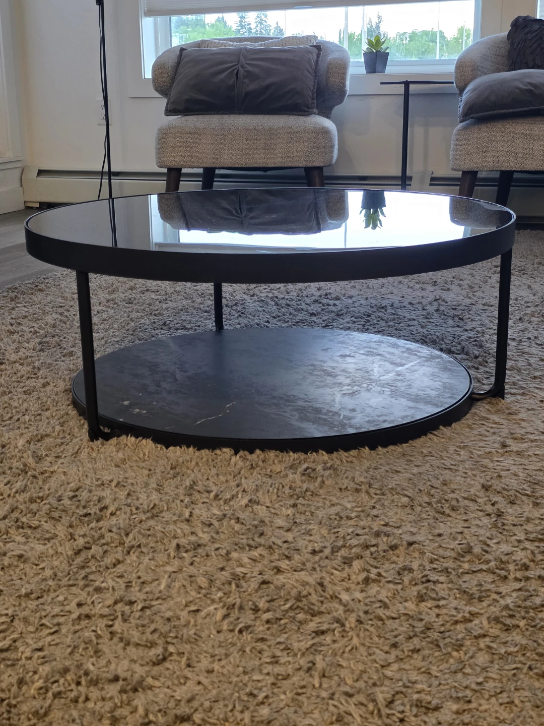 FRÖTORP Coffee table, anthracite marble effect/black glass - photo 4