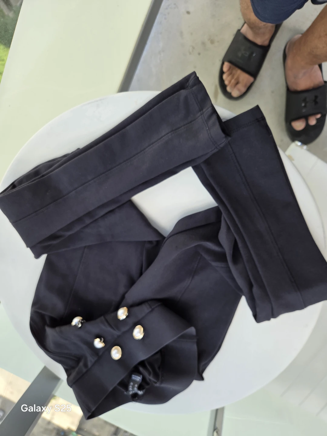 Black Double-Breasted Button Pants