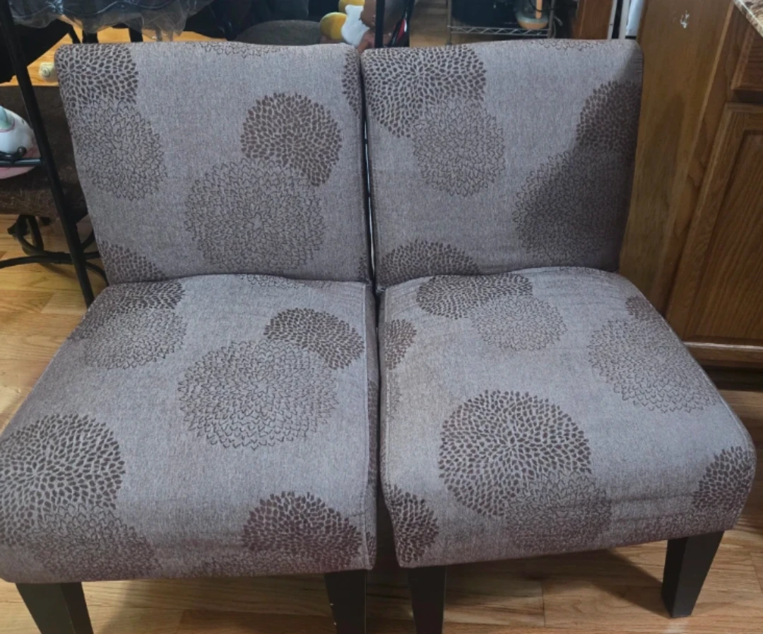 Gray Accent Chairs with Floral Pattern (Set of 2)