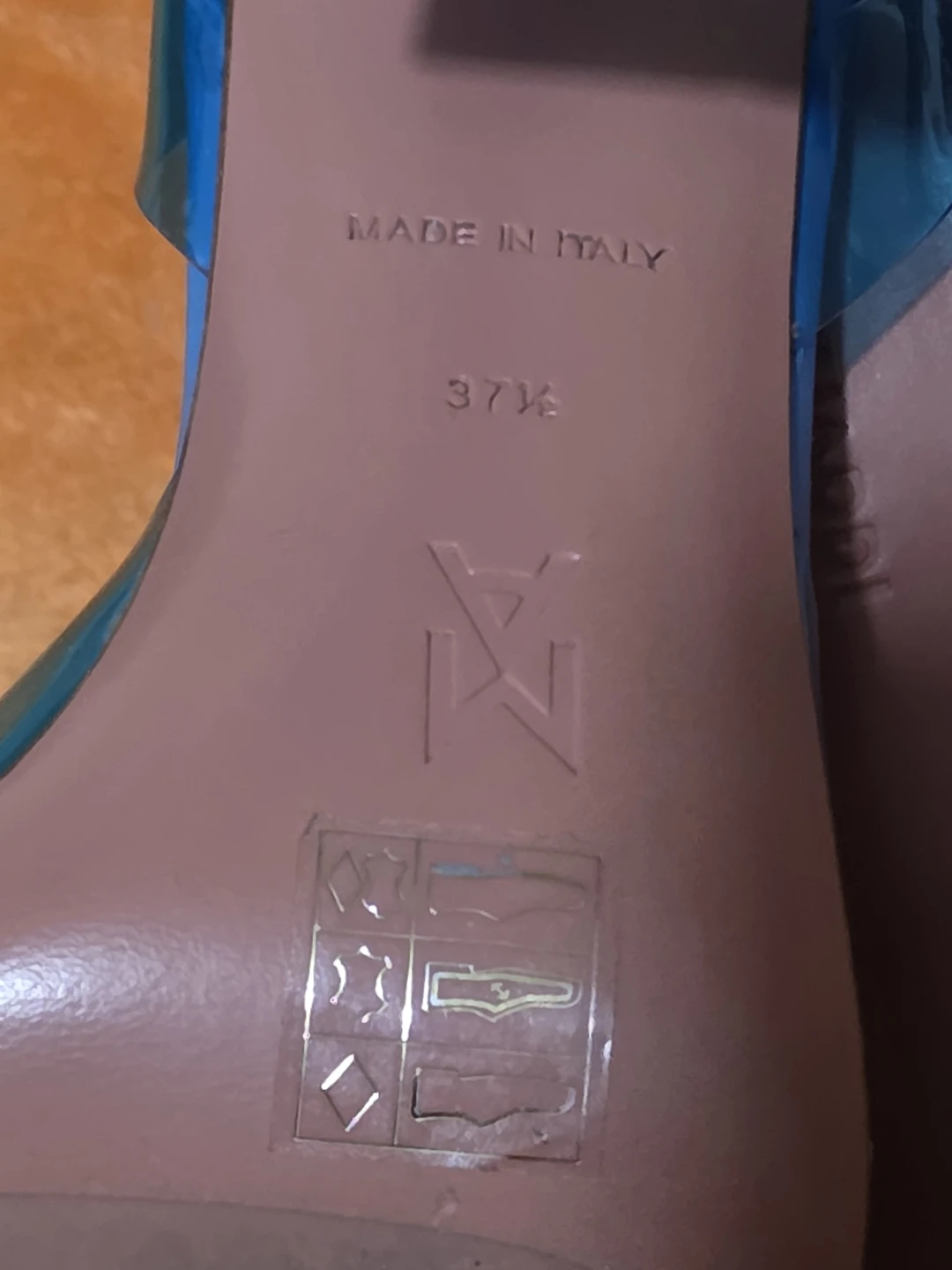 Amina Muaddi Blue Crystal Pointed Toe Heels size 37.5 - photo 5