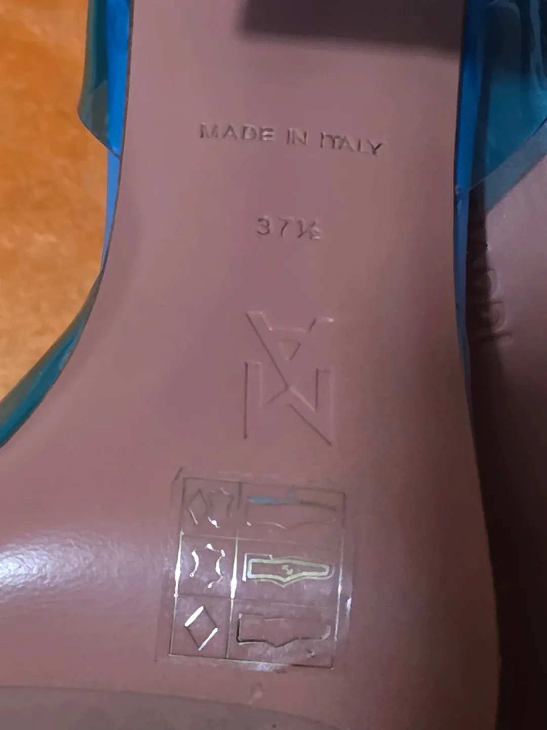 Amina Muaddi Blue Crystal Pointed Toe Heels size 37.5 - photo 5