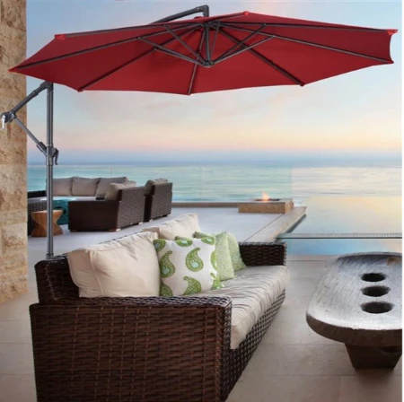 NEW Costway 10-ft Burgundy Garden Patio Umbrella Crank