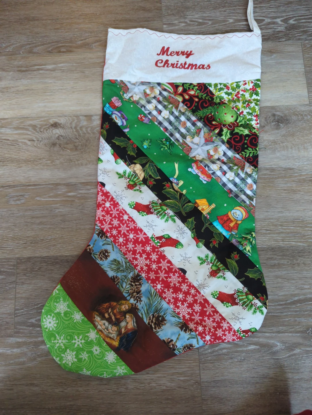 Handmade "Merry Christmas" Quilted Stocking ⚽