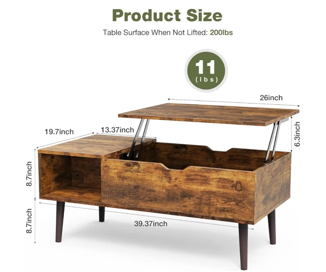 Lift Top Coffee Table with Storage