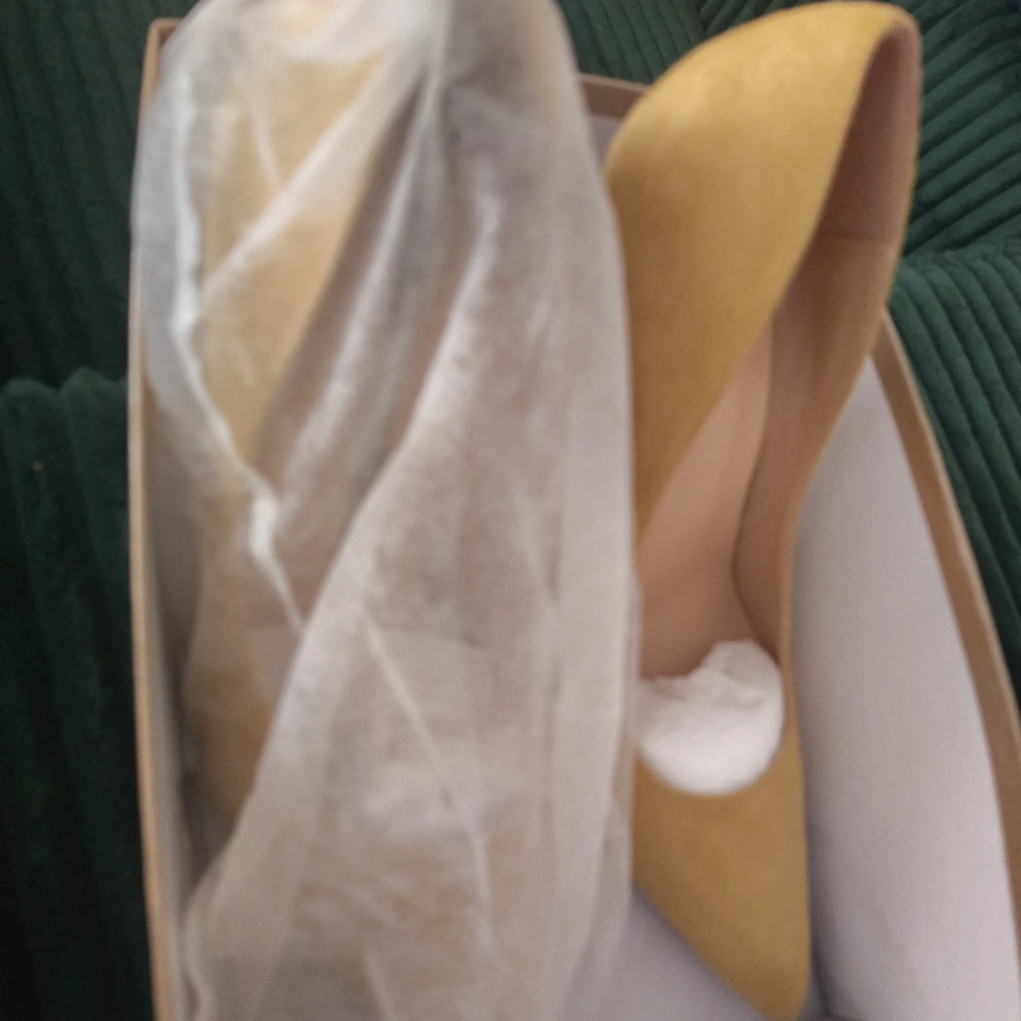 Yellow Suede Stiletto Heels - Size 8 - photo 3