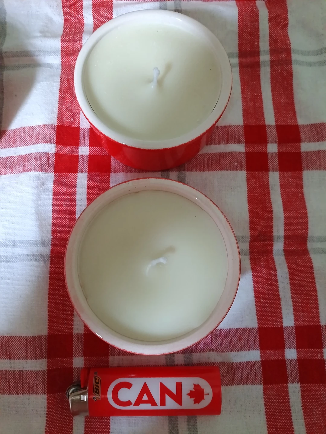 2 candles and lighter