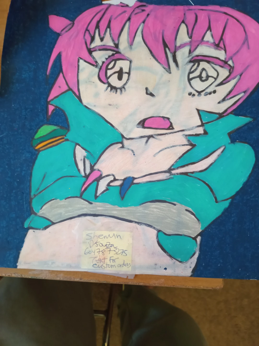 DARK BLUE BACKGROUND ANIME DRAWING - photo 2