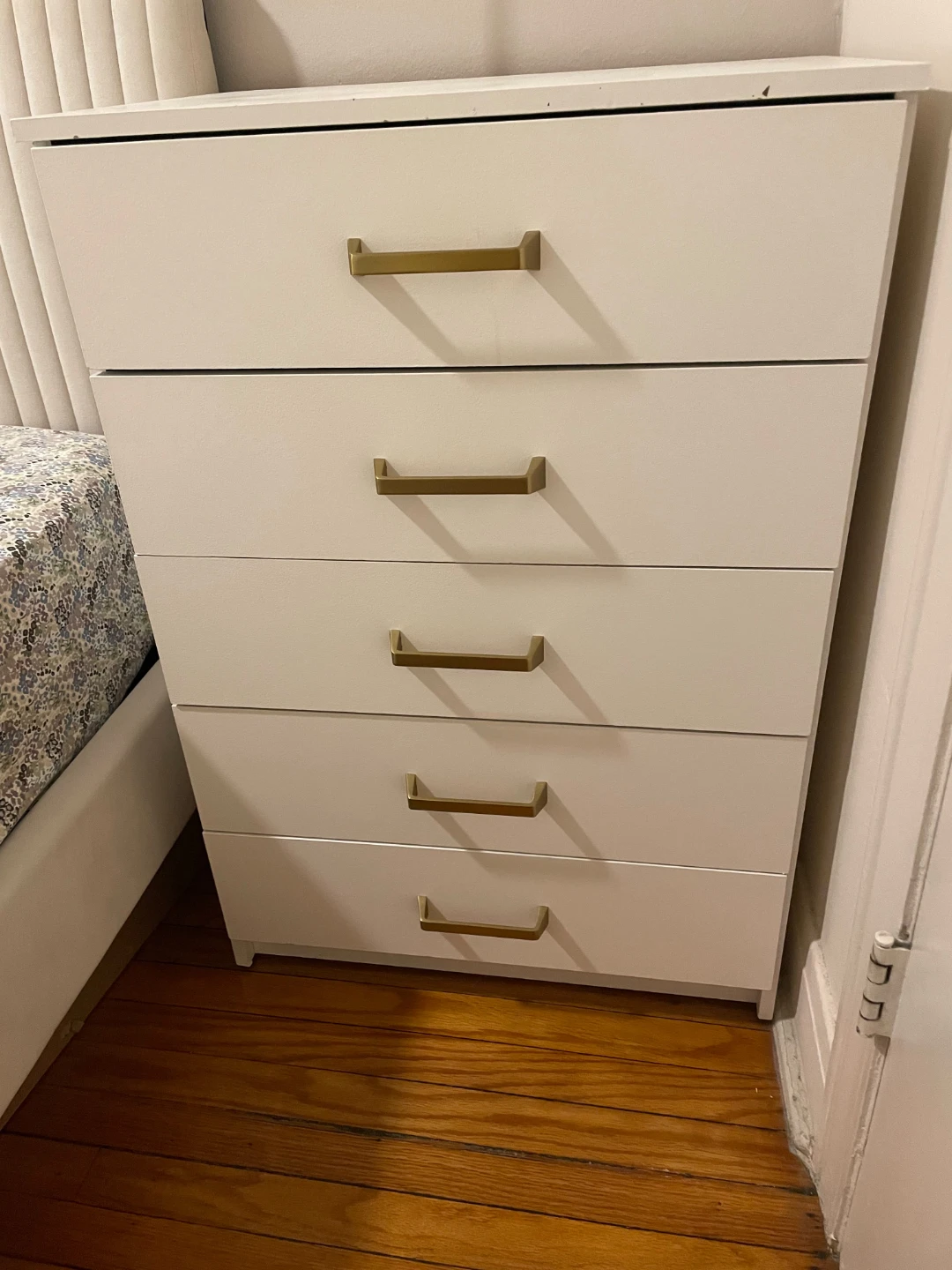White 5-Drawer Dresser with Gold Handles - photo 3