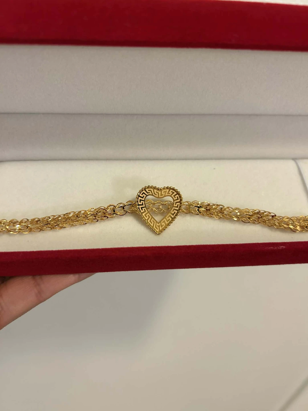 21k Gold Tone Heart Link Bracelet