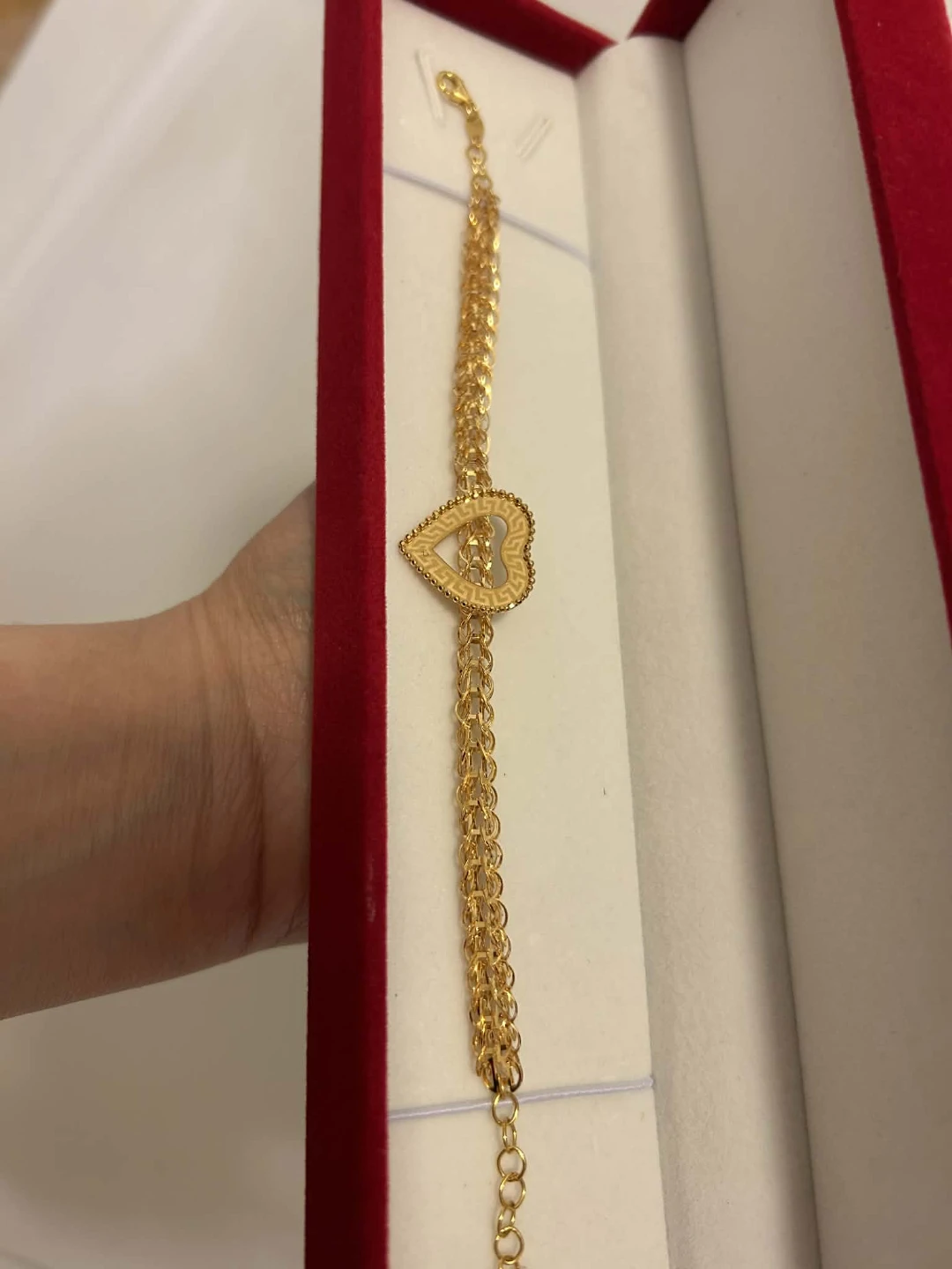 21k Gold Tone Heart Link Bracelet - photo 2