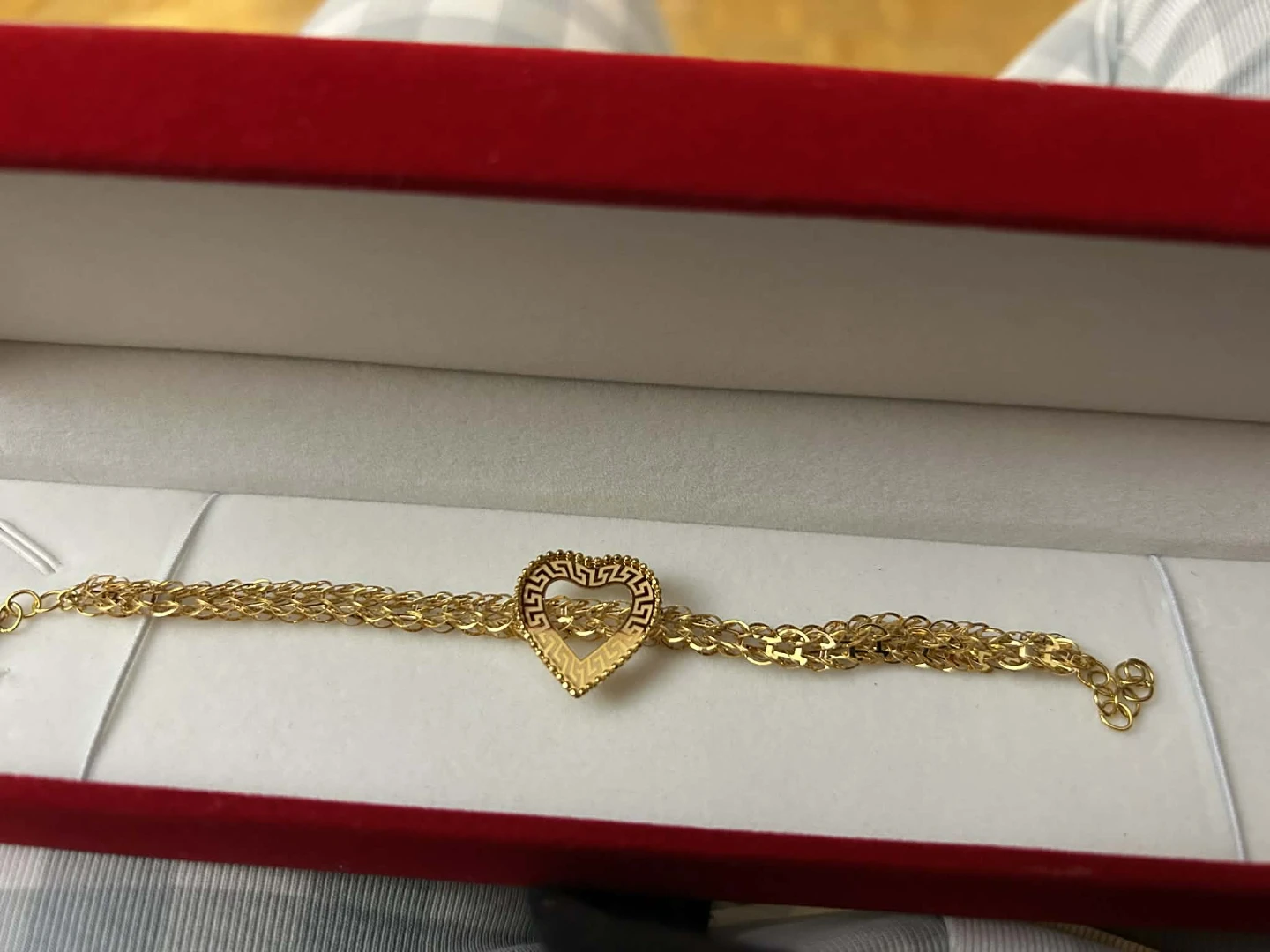 21k Gold Tone Heart Link Bracelet - photo 3