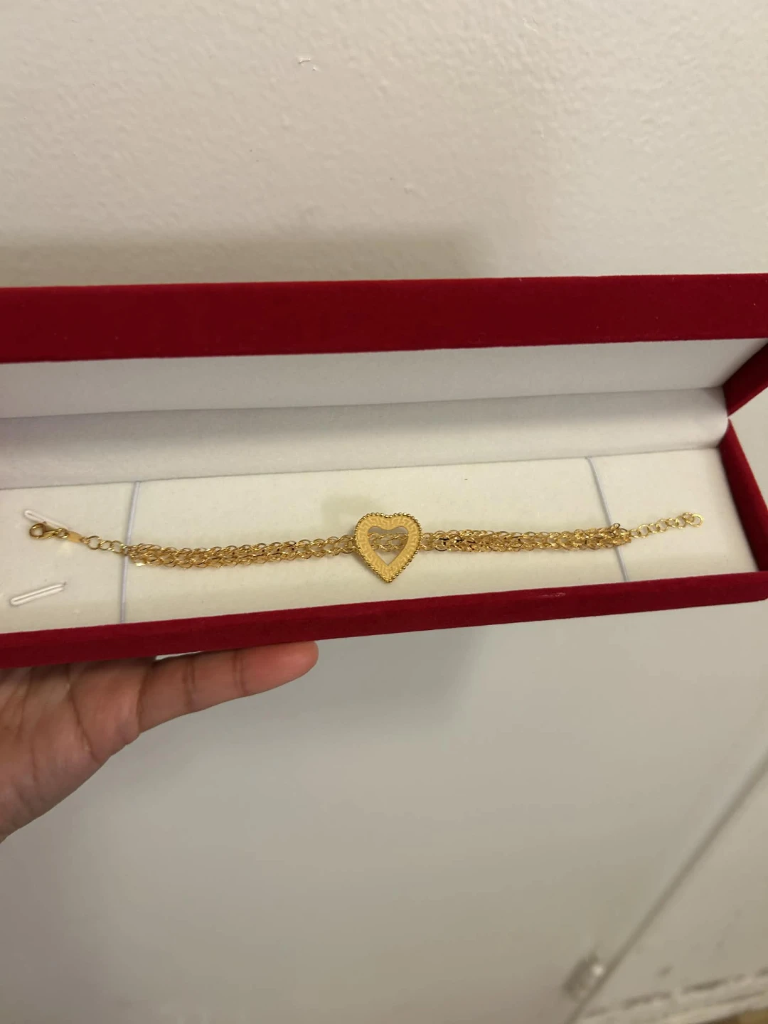 21k Gold Tone Heart Link Bracelet - photo 5