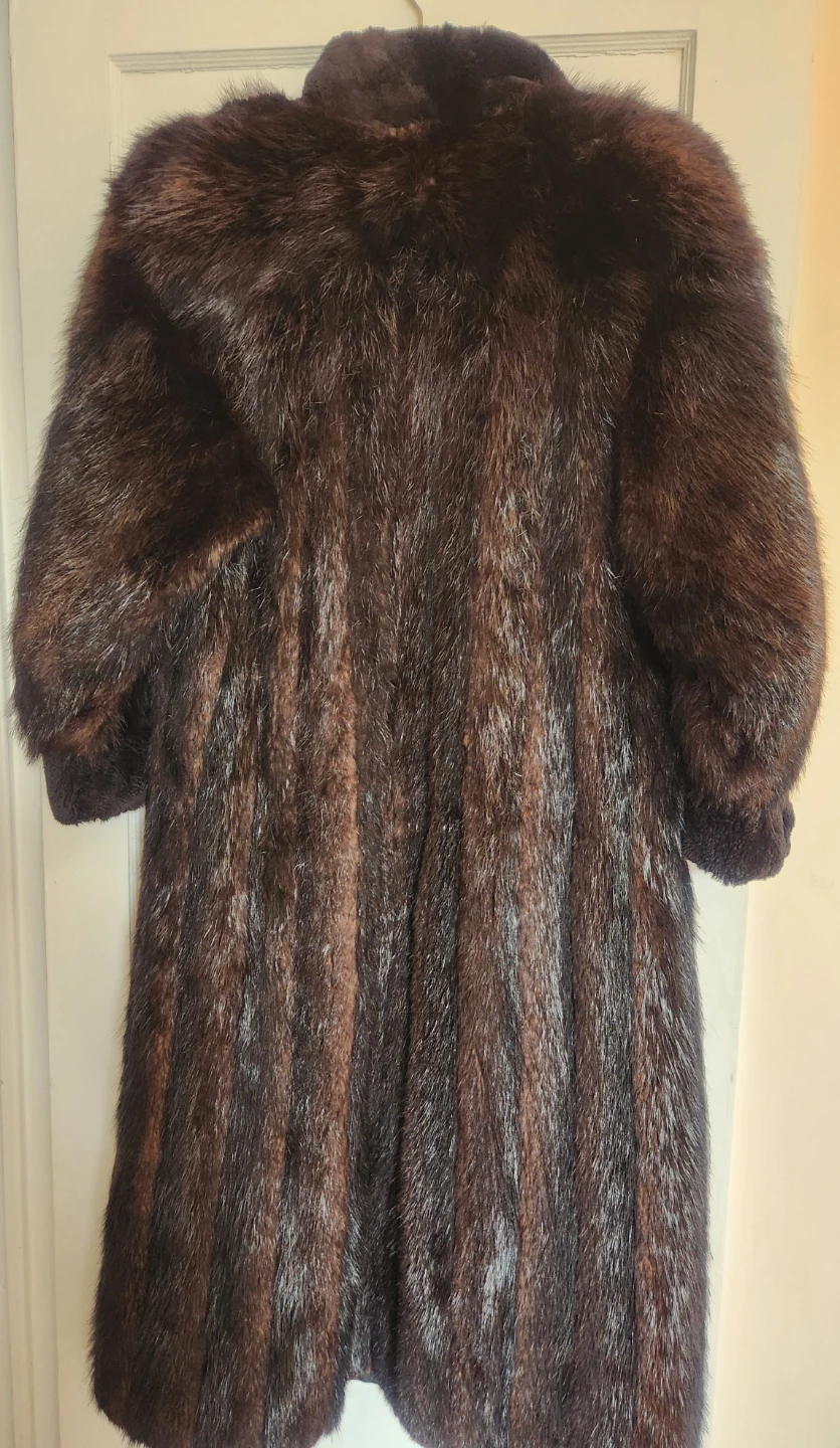 Vintage Real Brown Fur Coat  Women's Size L - photo 3