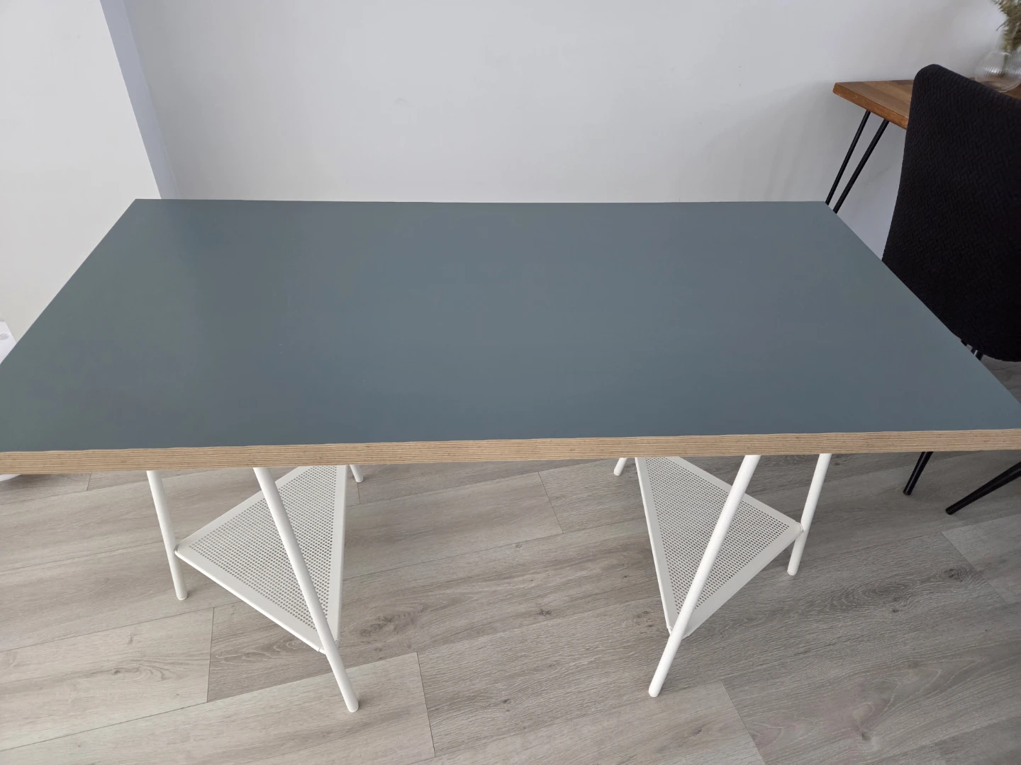 IKEA Grey Desk with White Legs and Shelves