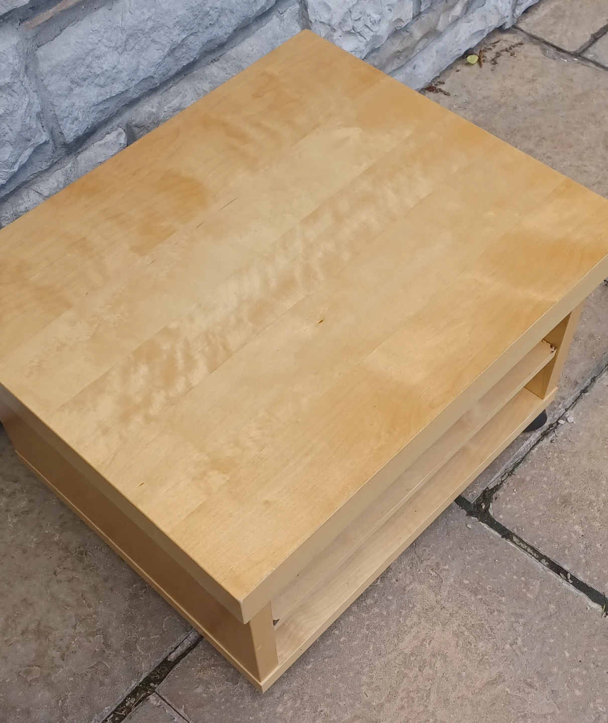 Light Wood Side Table with Wheels - photo 4