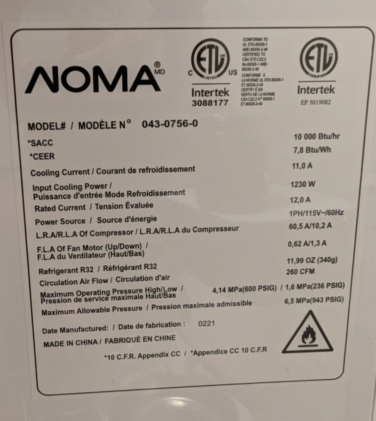 Noma Portable Air Conditioner 10k BTU - photo 3