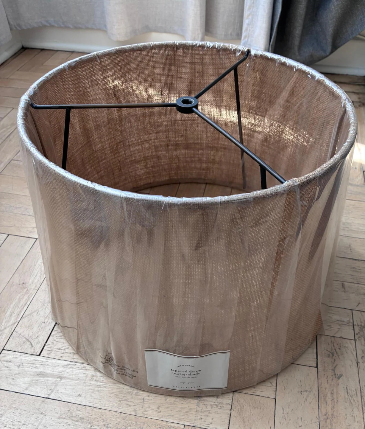 Pottery Barn Tapered Drum Burlap Lampshade - Large