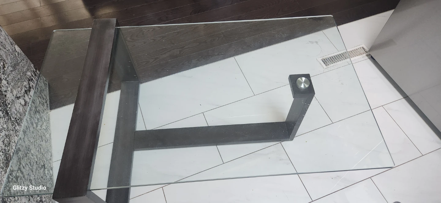 Glass Coffee Table with Dark Wood Frame - photo 2