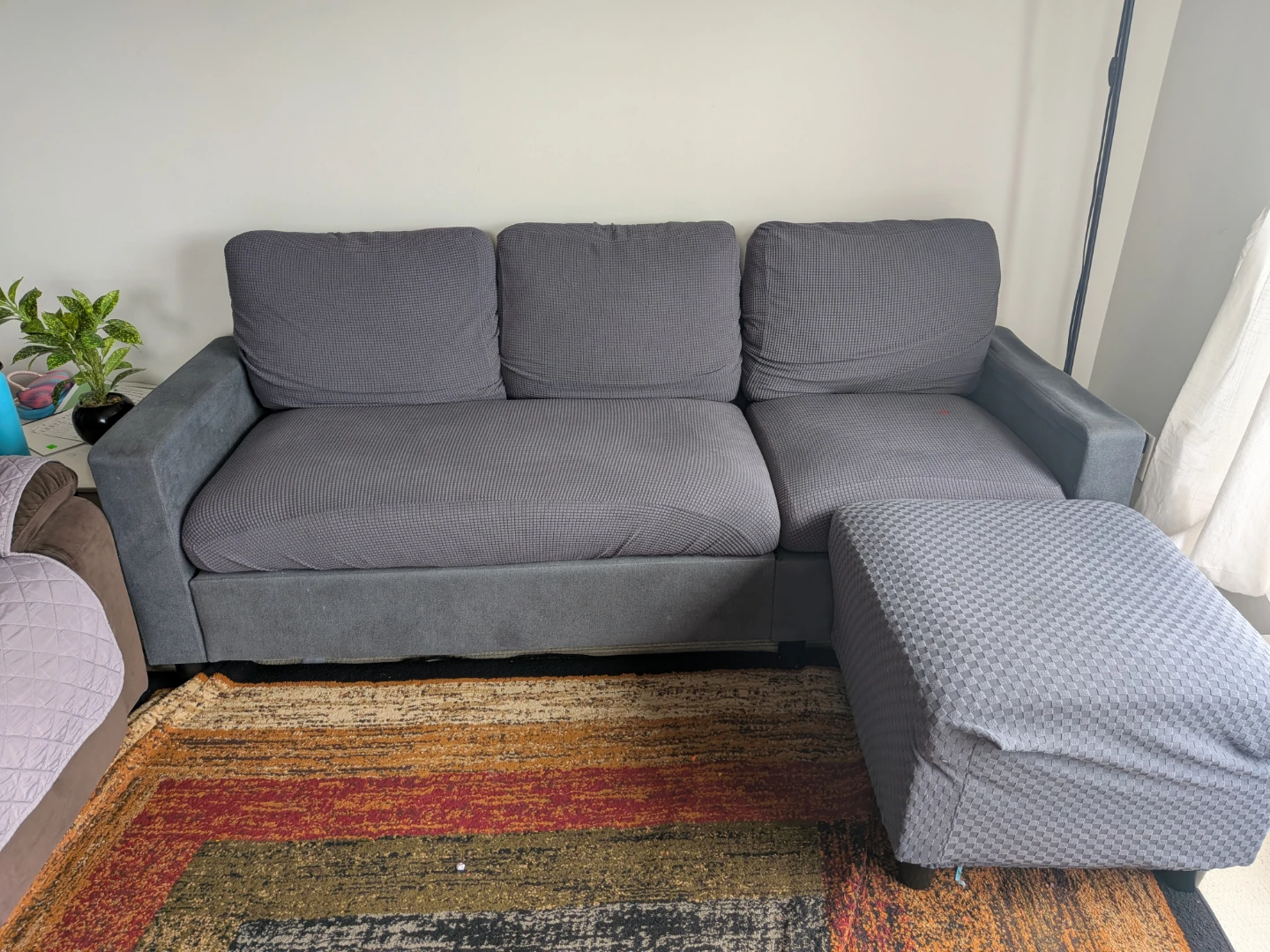 Grey Sectional Sofa with Ottoman