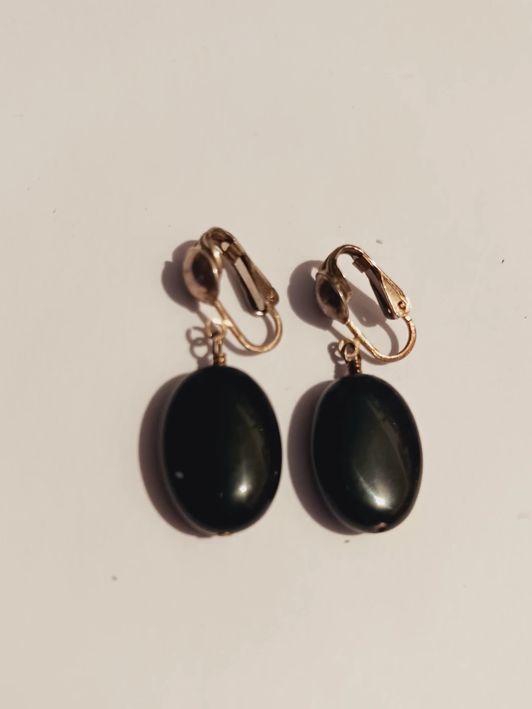 Genuine Black Onyx Oval Clip-on Earrings